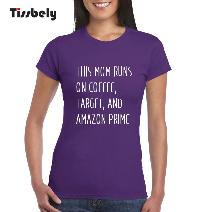 Женская хлопковая Футболка Tissbely белая футболка с надписью This Mom Runs on Coffee Target и Amazon