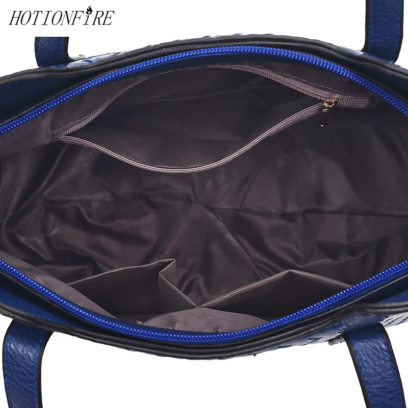 

Women Bag 3 Pcs/Set Knitting New Pu Leather Handbags Fashion Female Purse High Quality Casual Tote Purses and Handbags