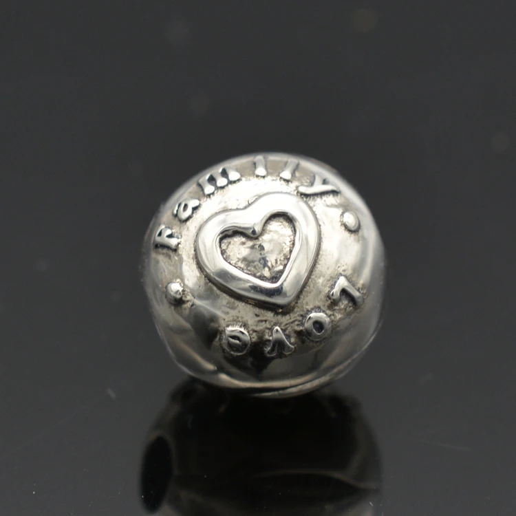 925 Sterling Silver FAMILY LOVE Clip with 14K Gold Hearts Charms Family Beads diy Bracelets Bangles Accessories | Украшения и