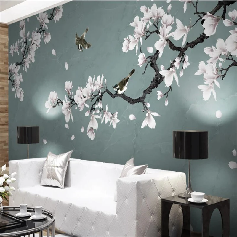 Обои на заказ 3d росписи белая Магнолия ручная роспись ручка и цветок новый