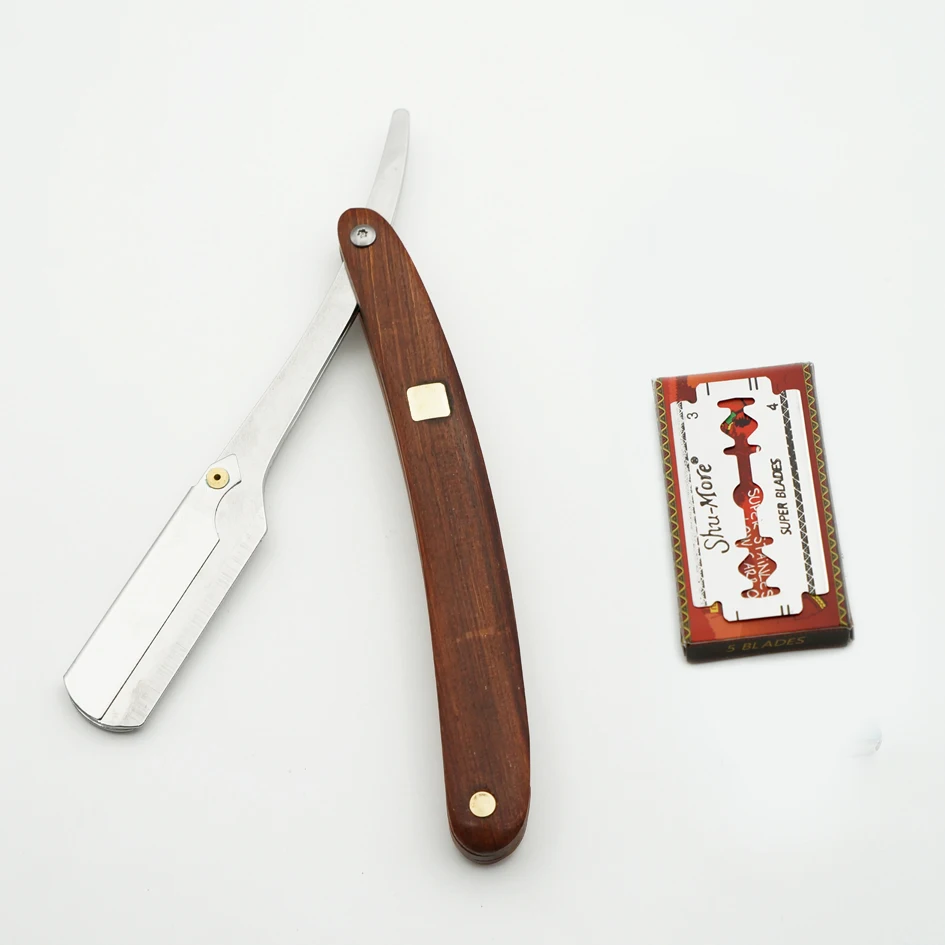razor Классическая мужская бритва палисандр бритвенная ручка Сменное лезвие бритва Профессиональная парикмахерская Бритва для стрижки волос Бритва для бровей - Цвет: razor