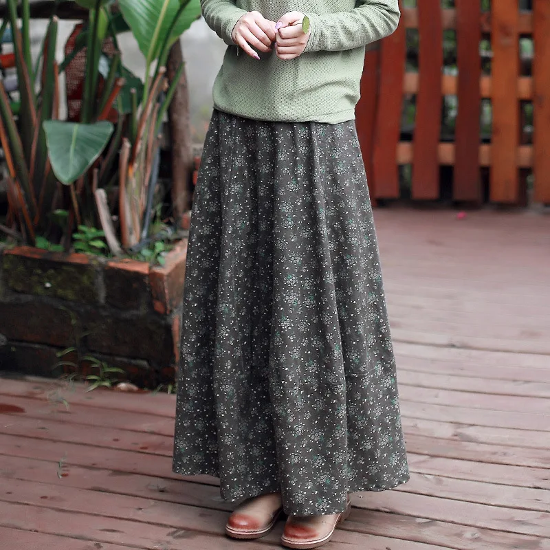 Женская плиссированная юбка из хлопка и льна элегантная Весенняя длинная длиной