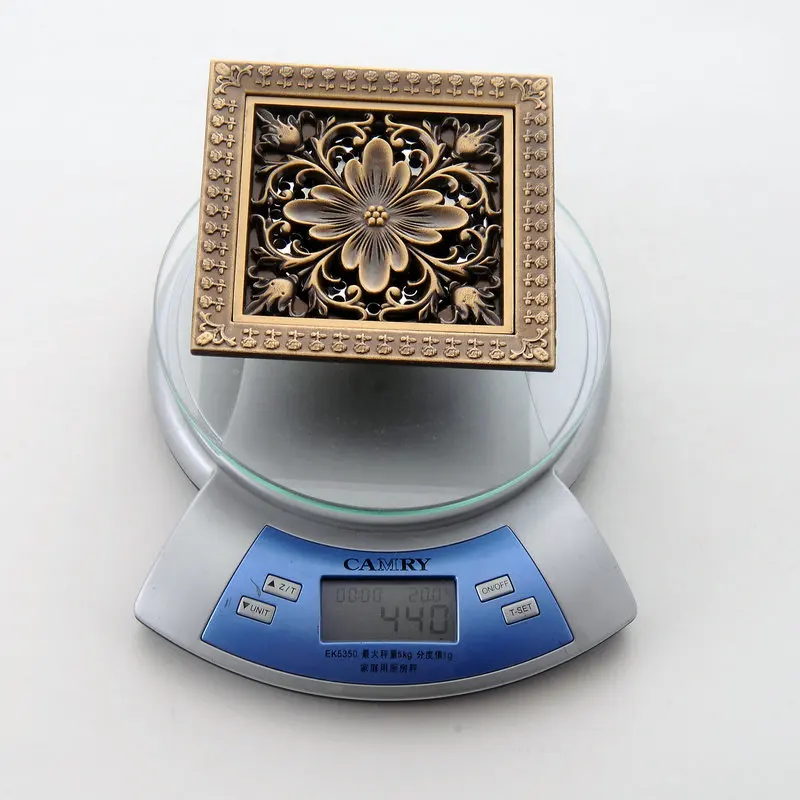 

12x12cm Antique Brass Floor Drain Bathroom Shower Room Bath Floor Waste Drainer Drain Floor Waste Carved Drains Sanitary