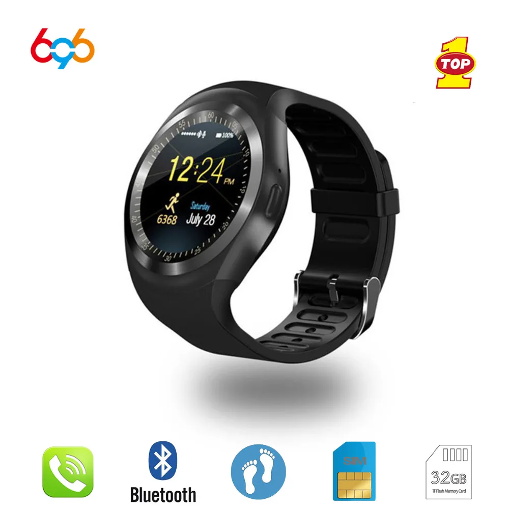 696 Bluetooth Y1 умные часы Relogio Android SmartWatch телефонный звонок GSM Sim Удаленная камера