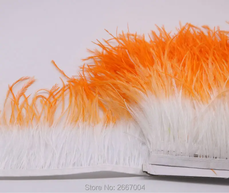 2016 новый список! Белый и оранжевый 2 ярдов два цвета Страусиные перья лента