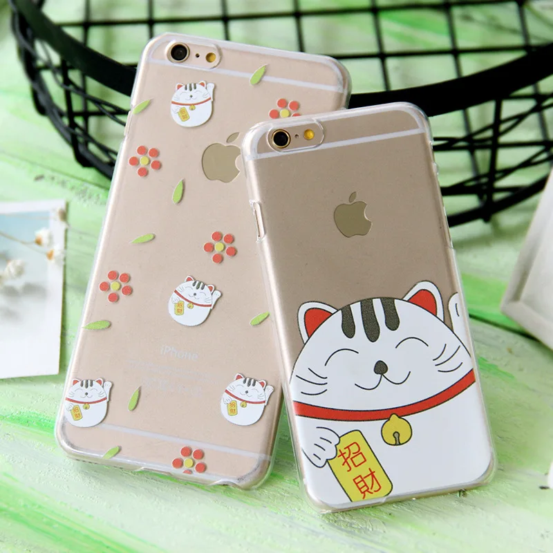 Милый чехол для телефона Lucky Cat мягкий из ТПУ iPhone 6 s plus 7 7plus 8 8plus iphone Fundas | Мобильные