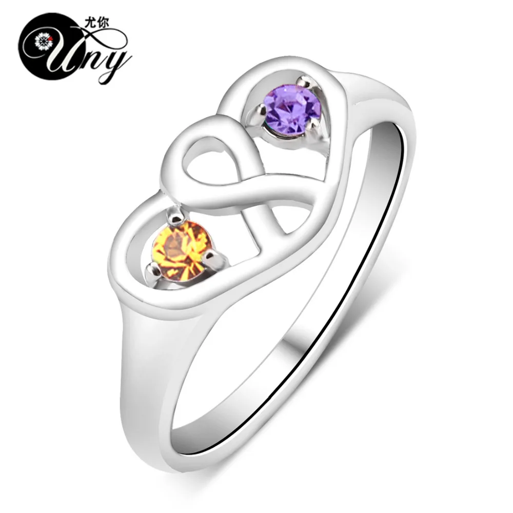 Скидка UNY Ring 925 Silver Promise Customized Love DIY Engrave Rings Family Heirloom Mother Ring Personalized Infinity Birthstone Rings