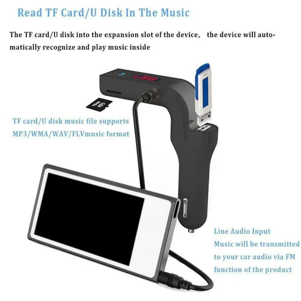 Bluetooth автомобильный комплект громкой связи fm-передатчик Радио MP3 плеер USB зарядное устройство