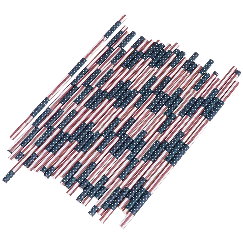 25 шт. товары для вечеринок с изображением американского флага бумажные соломинки
