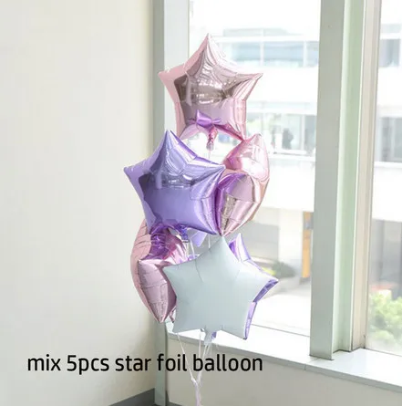 mix star 5pcs 1 шт. 100*97 см Розовый пони 3D Маленькая Лошадь Единорог шары с днем рождения Единорог вечерние гелиевый воздушный шар покрытый фольгой дети животные игрушки Globos - Цвет: mix star 5pcs
