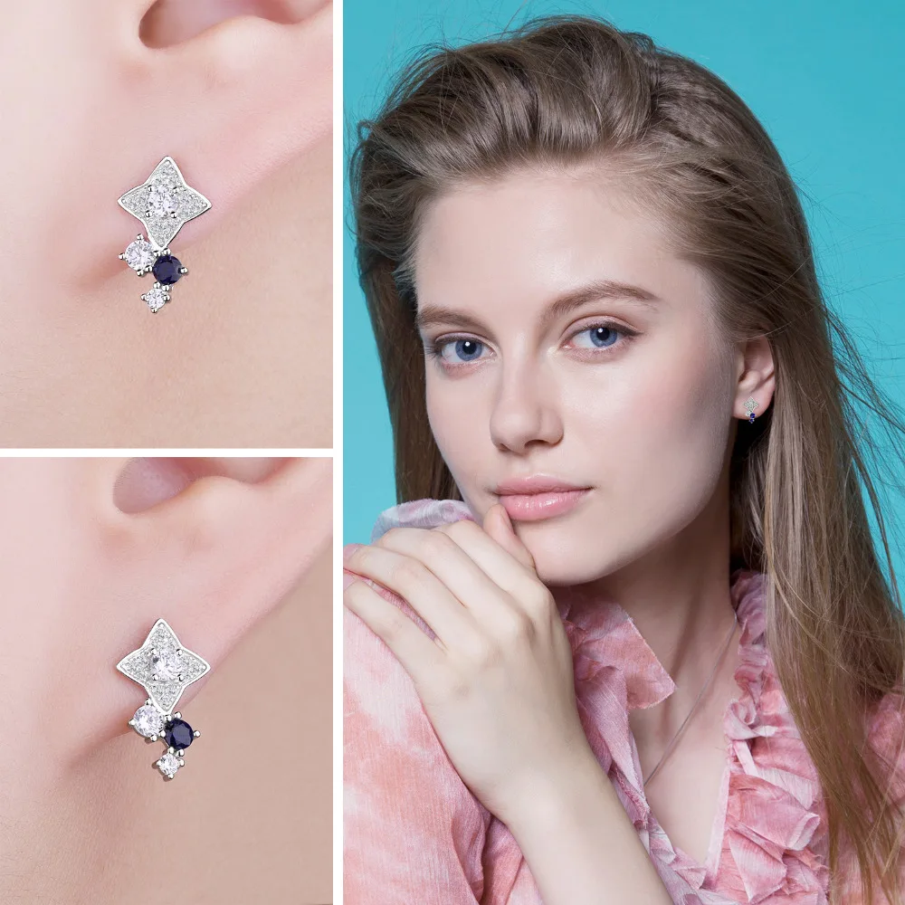 Jewelrypalace луна и звезды 0.8ct создания Сапфир Серьги гвоздики 100% натуральная серебро