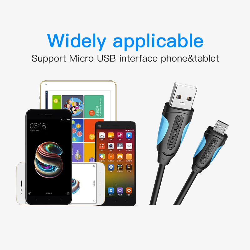 Vention Micro USB кабель провод для быстрого заряда для Android мобильного телефона синхронизации данных Кабель зарядного устройства 3 м 2 м 1 м для samsung htc Xiaomi sony