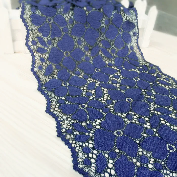 23CM Wide Stretch Elastic Lace Dark Blue Color guipure lace Fabrics High Quality Free Shipping | Дом и сад