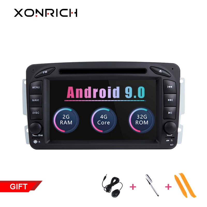 Xonrich 2 Din Android 9,0 Автомобильный мультимедийный плеер для Mercedes/Benz/W209/W203/W168/M/ML/W168/W463/Viano/W639/Vito/Vaneo Авторадио