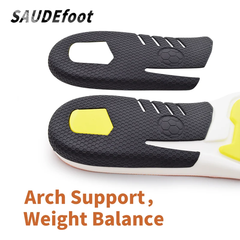 Saudefoot Shock Absorption Sport Shoes Insoles Arch Support High Elasticity Foot Pads Memory Foam Sneaker Insert for Unisex