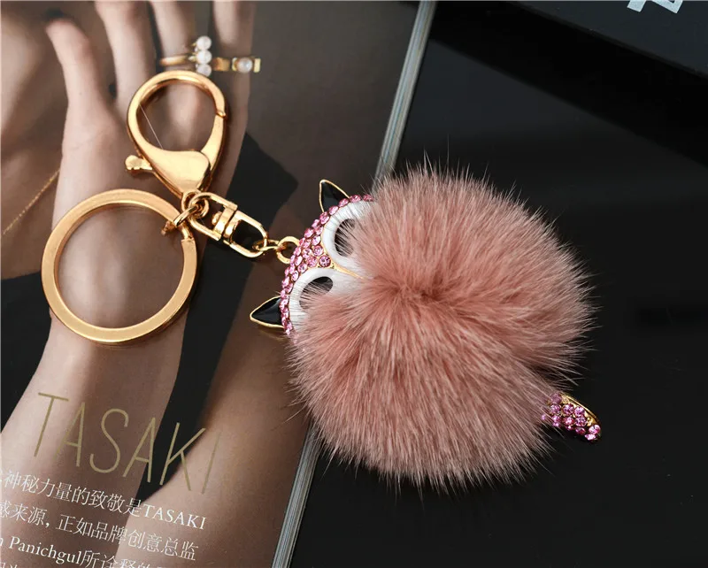 Натуральный шарик из меха лисы брелок для сумки натуральной кожи автомобильный