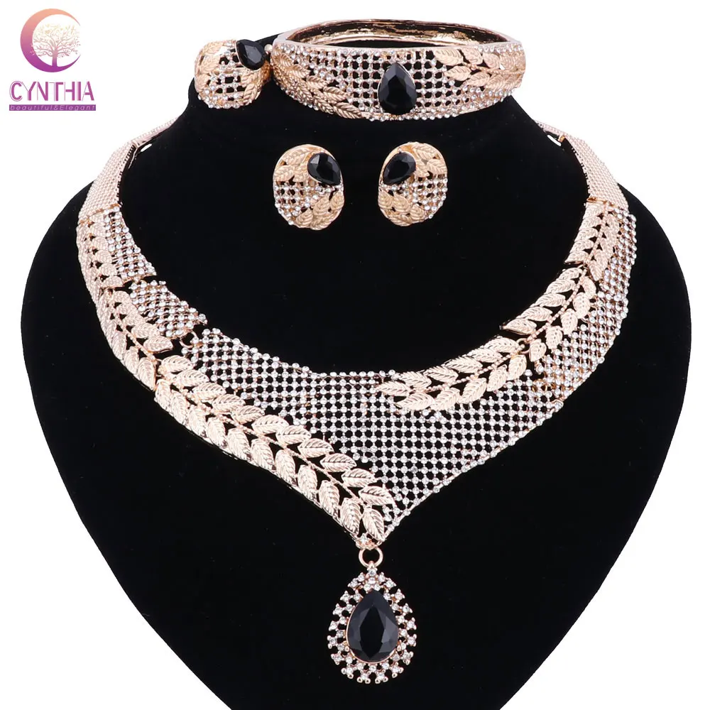 

CYNTHIA Top Exquisite Dubai Jewelry Set Luxury Gold-color Nigerian Wedding African Beads Jewelry Set Costume Design