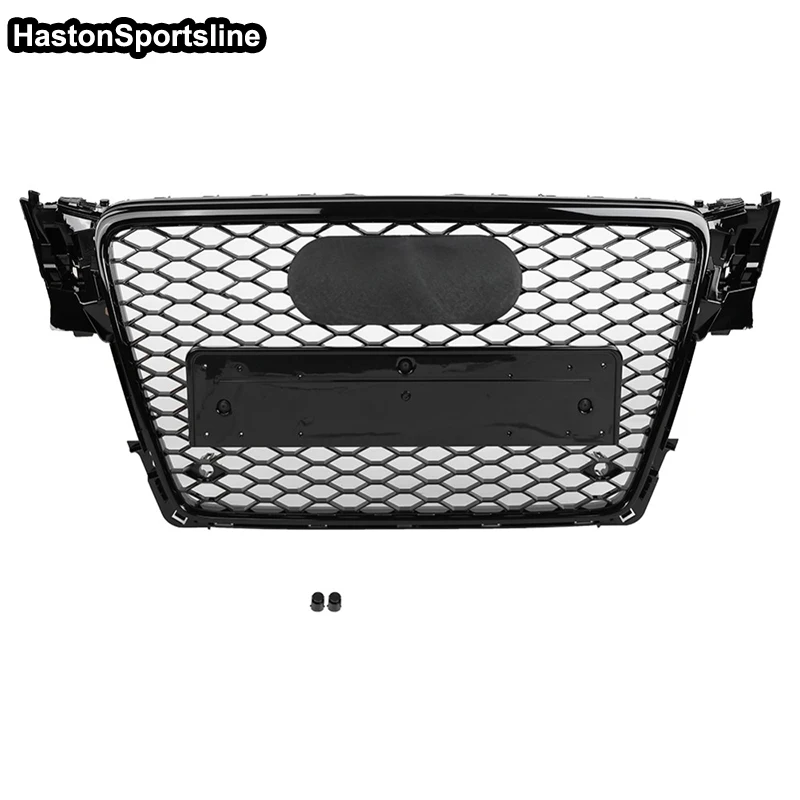 A4 B8 Honeycomb Hood Grill with Emblem Logo Front Bumper Mesh Grill Grilld For Audi A4 S4 RS4 2009 2010 2011 2012