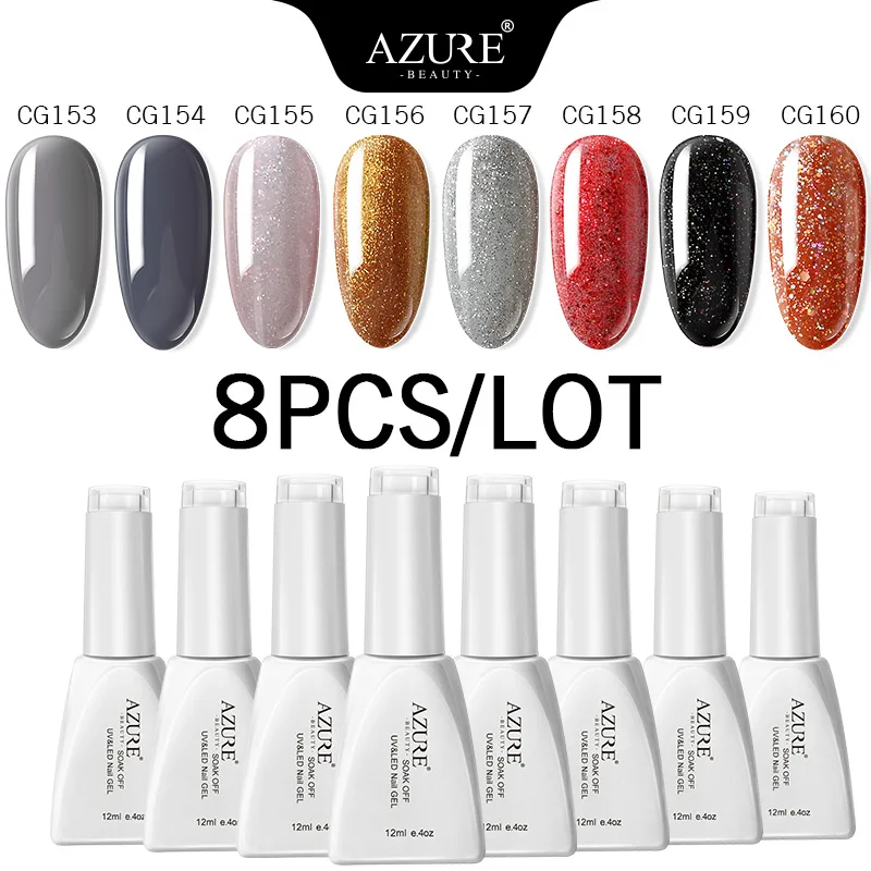 KIT01 Azure beauty, 8 шт./лот, Гель-лак для ногтей, для дизайна ногтей, сделай сам, длинный ластиг, отмачиваемый УФ-гель для ногтей, маникюрный лак, Гель-лак - Цвет: KIT01