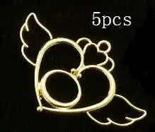 gold fly heart Каваи Сейлор Мун девушка кошка открытый ободок смолы ремесло кулон DIY УФ смола ювелирных изделий красивый солдат подвески в форме платья металлический каркас - Цвет: gold fly heart
