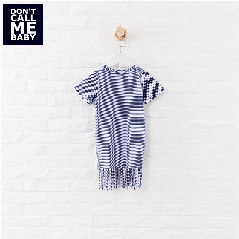 Mayas/летние детские платья средней длины в полоску с кисточками модные