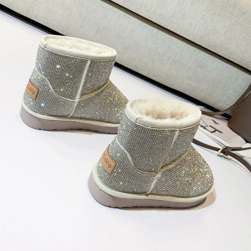 Роскошный блеск все кристаллы стразы 2019 зимние Повседневное теплые женские