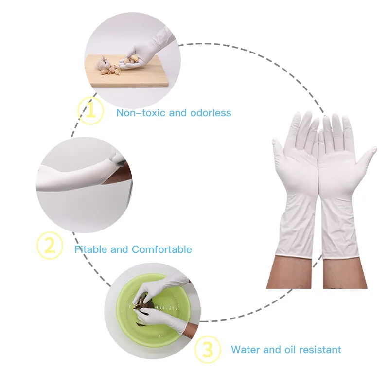 100 шт оптовая продажа удлиненные 12 дюймов белый нитрил одноразовые резиновые