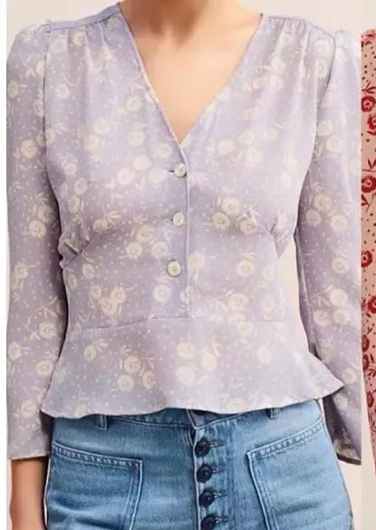 Light Purple Falbala накидка с пышными рукавами вискоза Топ Блузка светильник фиолетовый/оранжевый порошок/темно-синий - Цвет: Light Purple