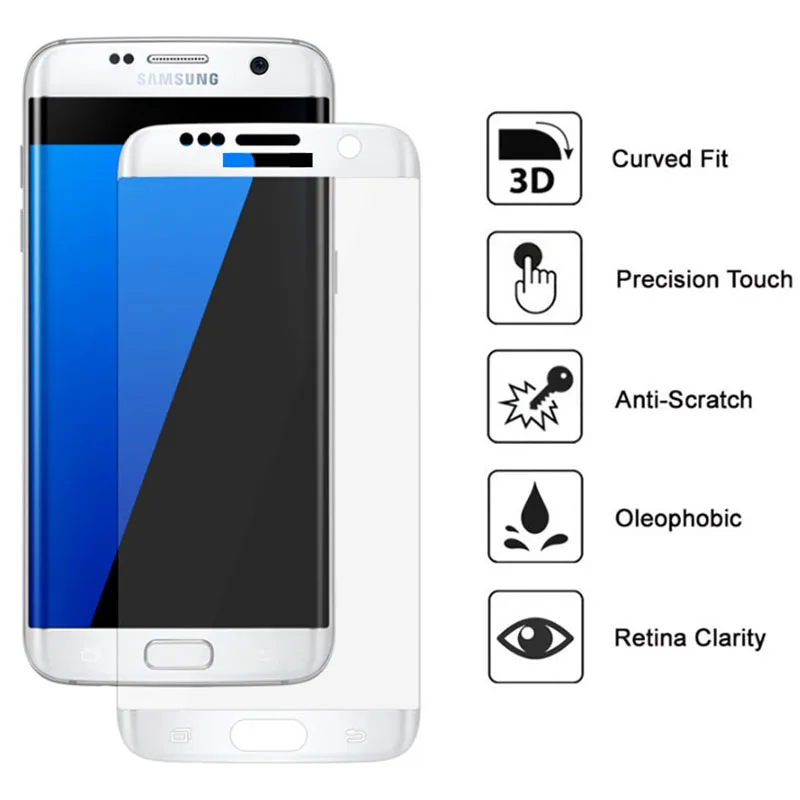 9H 3D изогнутый край Полное покрытие закаленное стекло для Samsung Galaxy S6 Edge Plus S7 S8 Note 8