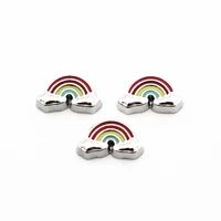 newest 10pcslot pretty rainbow floating alloy charms living glass memory lockets diy accessory jewelry