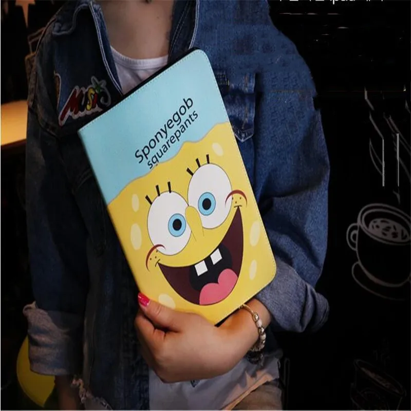 Новинка 2017 кожаный чехол с мультяшным губкой Бобом гарфилдом для Apple ipad mini 4 cat