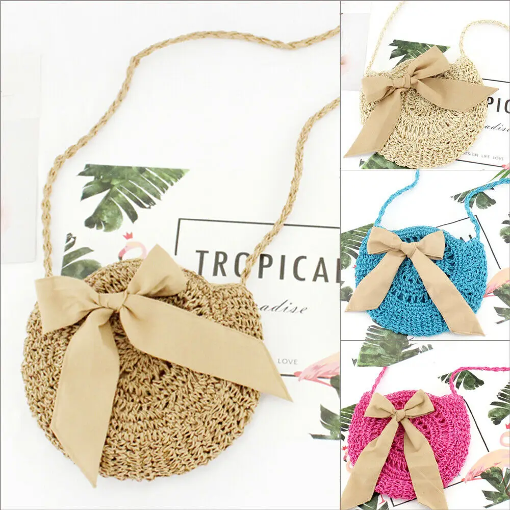 Женская плетеная Сумка из ротанга с большим бантом Повседневная пляжная сумка на