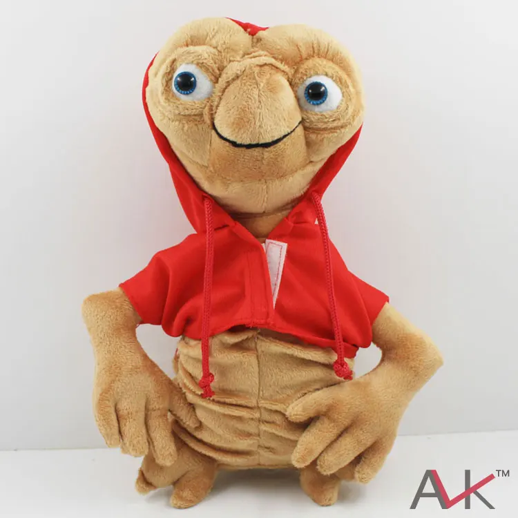 ET Extra Terrestrial Alien Soft Stuffed Plush Doll with Hoodie Anime Cartoon Collection Toy Red Grey Approx 28cm/11"