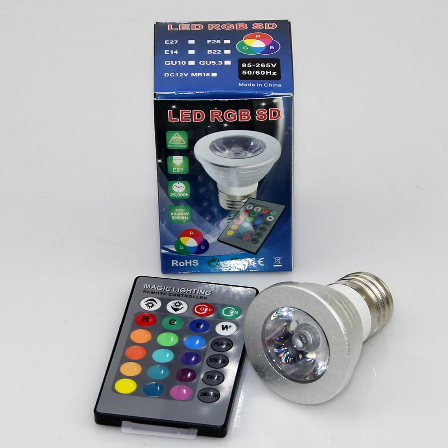 100 шт. 3 Вт RGB RGBW Светодиодная лампа для прожектора E27 E14 GU10 GU5.3 MR16 85-265 в разноцветная