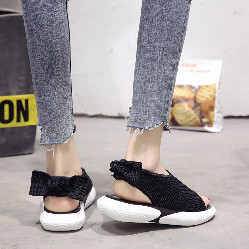 Женские римские сандалии SAGACE черные повседневные пляжные на толстой подошве