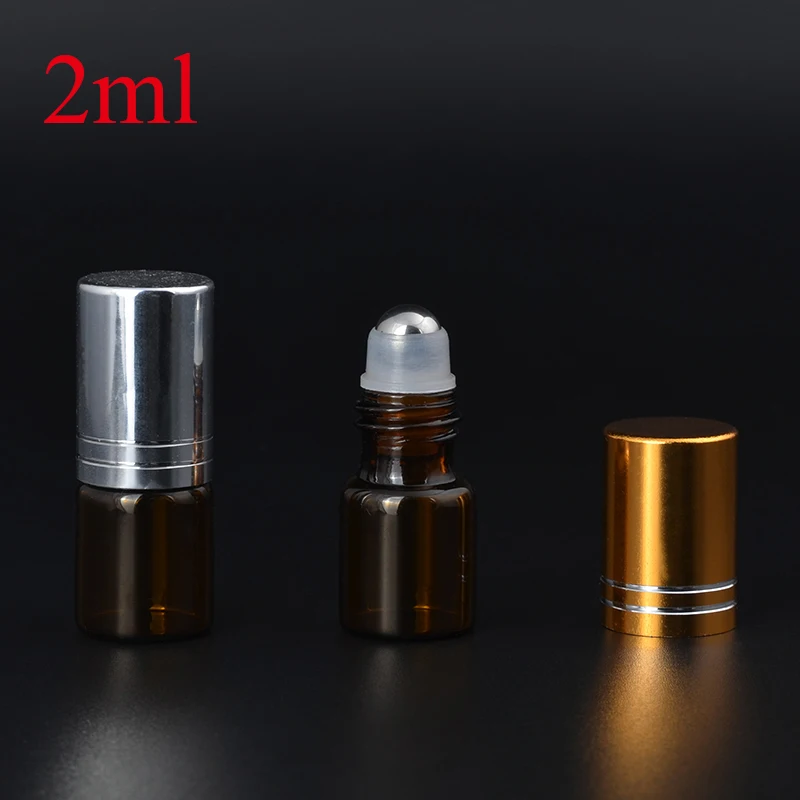 

MUB 2ML (100pcs/lot) Mini Steel Roll On Essential Oil Bottle Portable Glass Perfume Bottle Empty Perfume Case For Essential Oils