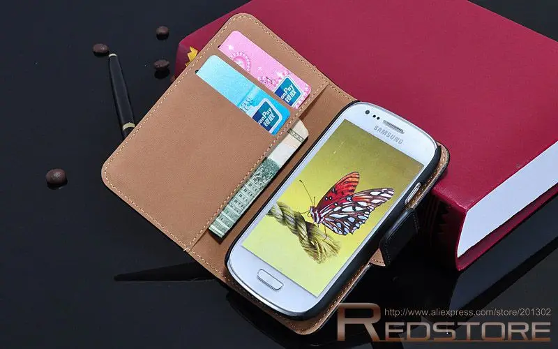 S3mini подлинный бумажник флип кожаный чехол для Samsung Galaxy S3 mini i8190 подставкой