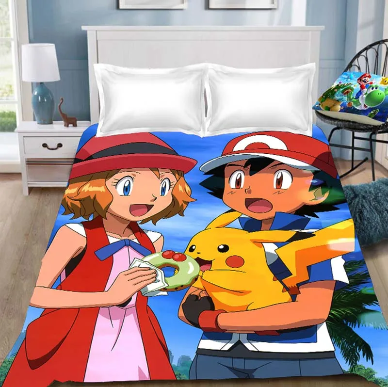 8 1 шт Покемон мультипликационным рисунком «Pokemon Go» с рисунком из аниме простыня с печатным рисунком из мультфильма аниме Покемон, одеяло, покрывало для детской комнаты Простыня(без наволочка - Цвет: 8
