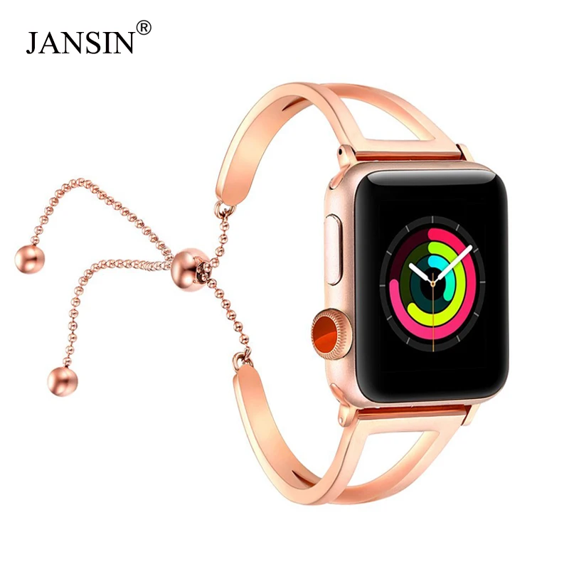 JANSIN Для женщин Модный ремешок для наручных часов для Apple Watch 38 мм, 42 мм, 40 мм 44 Нержавеющая сталь браслет для наручных часов Apple Watch, версии 5 4 3 2