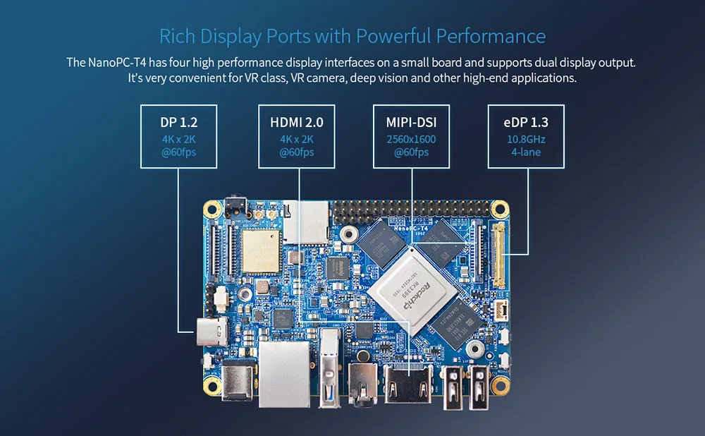 NanoPC T4 с открытым исходным кодом RK3399 ARM макетная плата DDR3 ОЗУ 4 Гб Гбит/с Ethernet, Поддержка Android 8,1 Ubuntu, AI и глубокого обучения