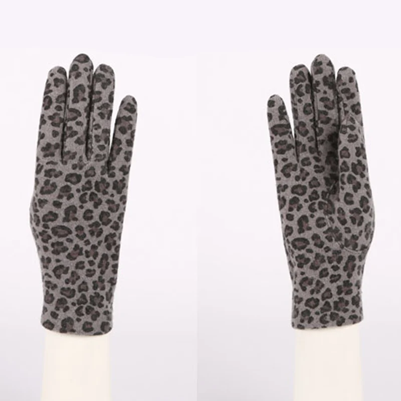 Leopard black Женские осенние и зимние шерстяные тканевые перчатки, сексуальные леопардовые перчатки, A3041-5 - Цвет: Leopard black