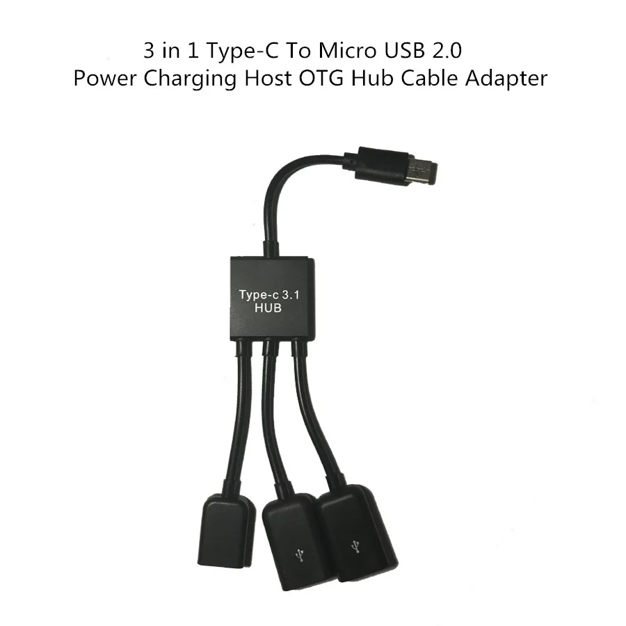 3 в 1 Type-C к Micro USB 2 0 хост зарядного устройства OTG хаб кабель адаптер для Xiaomi Mi