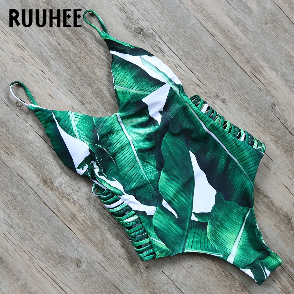 RUUHEE, сдельный купальник, боди, одежда для плавания, женский купальник с принтом,, монокини, Maillot De Bain Femme, купальник с пуш-ап