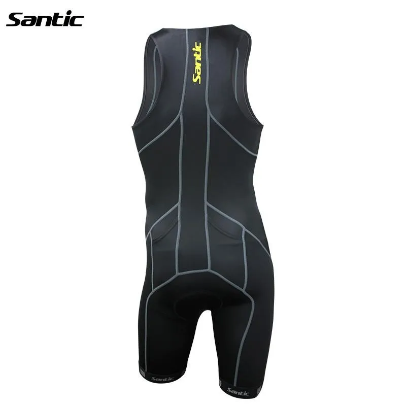 Santic черный с инициалами одежда для мужчин женщин Skinsuit без рукавов Триатлон одежда для плавания бег MC03004/LC03003