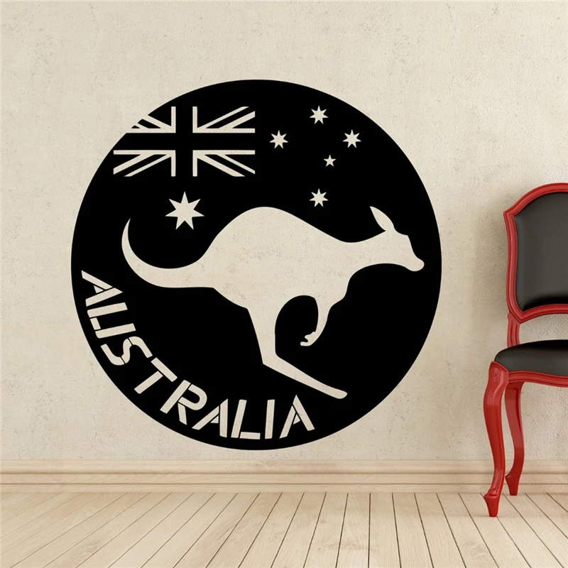 Настенная Наклейка кенгуру дикие животные Wallaby Австралийский флаг Виниловая