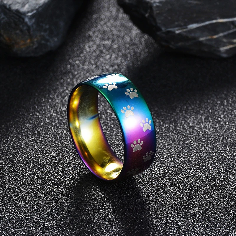 Женское кольцо из нержавеющей стали с принтом лапы 1 шт.|pcs rings|ring ringfashion rings |