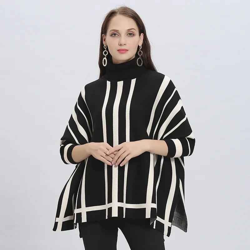 Новое модное зимнее теплое пончо для женщин/дамское плотное с рисунком паука сплошные шали и накидки высокий Q вырез - Цвет: 2