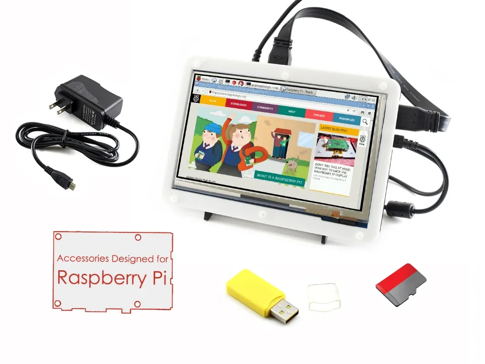 Waveshare аксессуары упаковка Тип F для Raspberry Pi включая 7 &quotHDMI LCD type C биколор чехол 16 Гб