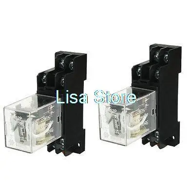 

Direct factory price 2 Pcs/lots DPDT 8Pins Electromagnetic Power Relay DC 12V Coil w 35mm DIN Rail Socket