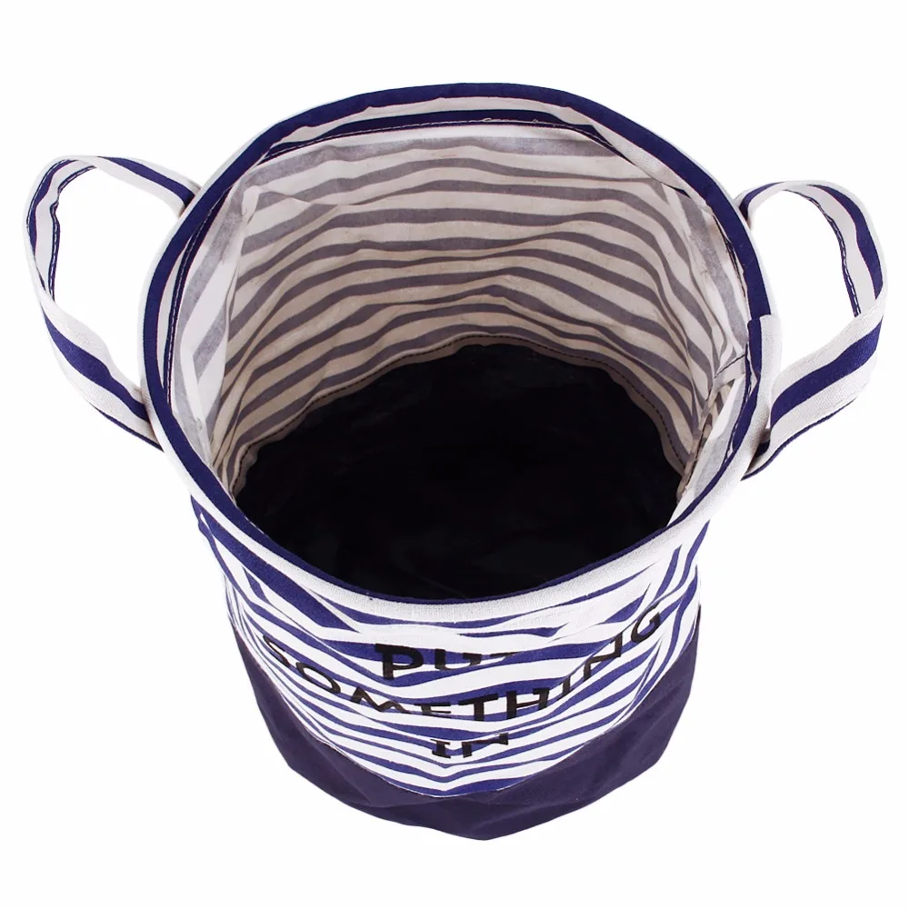 Новая тканевая парусиновая корзина для хранения белья в синюю и красную полоску